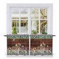 thumbnail image 1 of Spring Botanical Tier Curtains 24 Inch Length, Farmhouse Black Plaid Brown Wooden Grain Cafe Short Curtains for Bathroom Over Sink, Small Kitchen Curtain Light Filtering Drapes 2 Panels 27.5"Wx24"L, 1 of 8