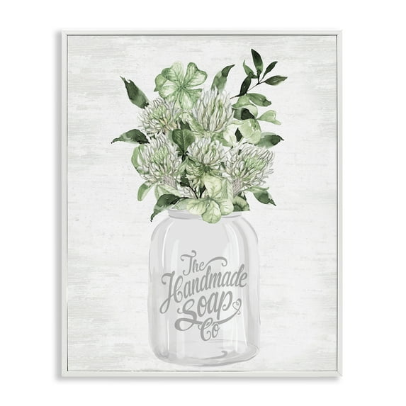 Stupell Industries Spring Botanicals Handmade Soap White Framed Giclee Art, design by Lettered and Lined, 14 x 11