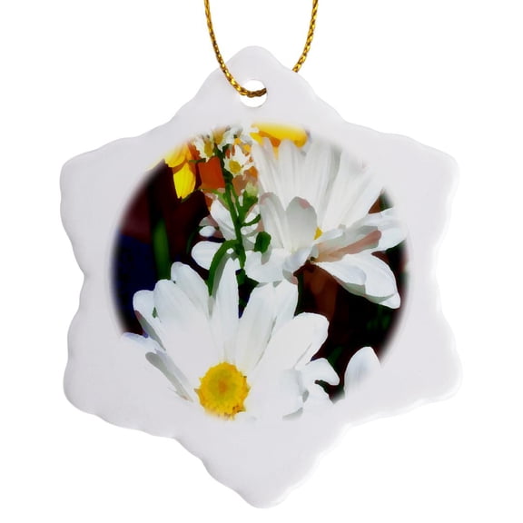 3drose, Spring Bouquet Flowers, 3 inch Snowflake Porcelain Ornament