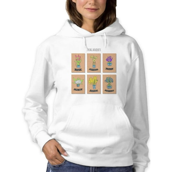 Spring Bouquets Collage Hoodie Women -Image by Shutterstock, Female Medium