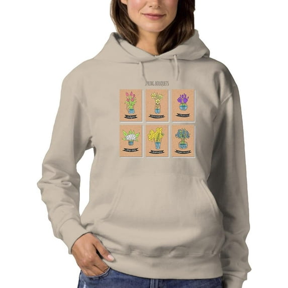 Spring Bouquets Collage Hoodie Women -Image by Shutterstock, Female XX-Large