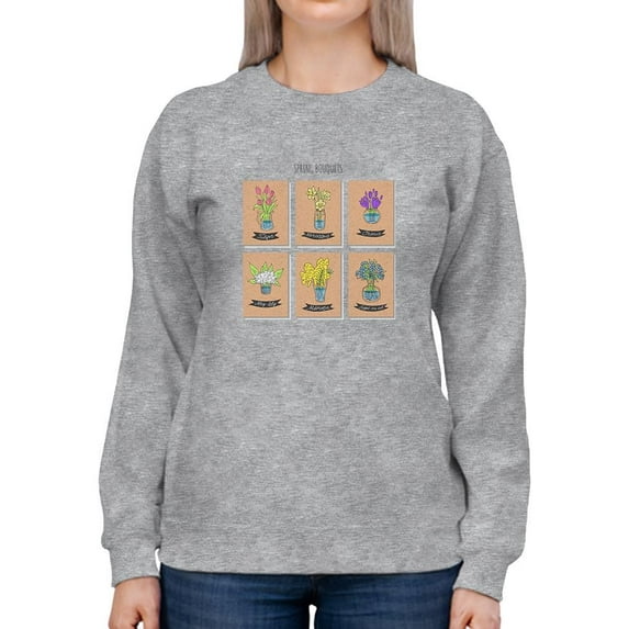 Spring Bouquets Collage Sweatshirt Women -Image by Shutterstock, Female Large