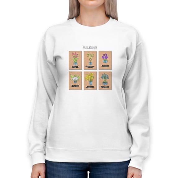 Spring Bouquets Collage Sweatshirt Women -Image by Shutterstock, Female Medium