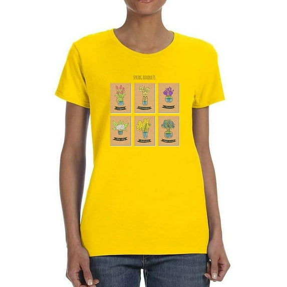 Spring Bouquets Collage T-Shirt Women -Image by Shutterstock, Female 4X-Large