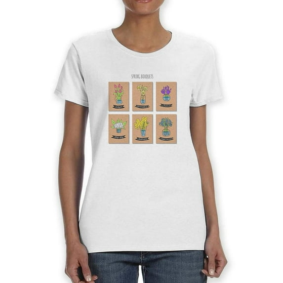 Spring Bouquets Collage T-Shirt Women -Image by Shutterstock, Female Small