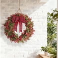 thumbnail image 1 of Spring Summer Artificial Small Wildflowers Eucalyptus Leaves Wreath, Simulation Front Door Decorative Garland, for Wall Window Fence Mantel Piece Decor, 1 of 9