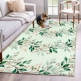 thumbnail image 1 of Spring Branch Area Rugs 3x5 ft Green Leaves Gradient Berry Watercolor Plant Washable Rug Non Slip Indoor Carpet Absorbent Floor Mat for Living Room Bedroom Dining Room, 1 of 9