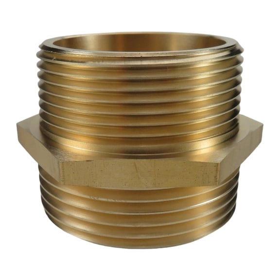 Spring Brass Fire Hose Connector 1-1/ for 2" NPT Male to 1-1/ for 2" NST NH Male Hex Nipple