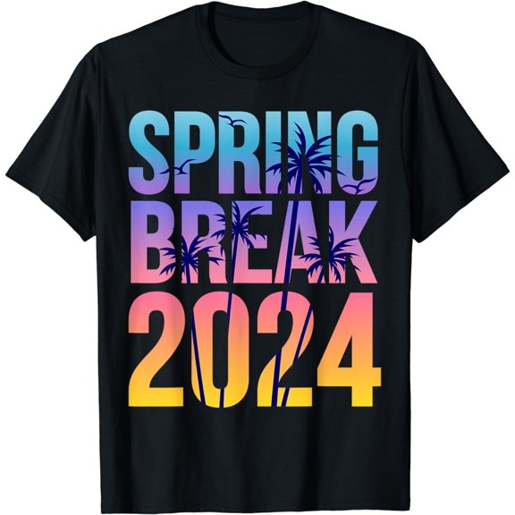 Spring Break 2024 - Retro Beach Scene Matching T-Shirt