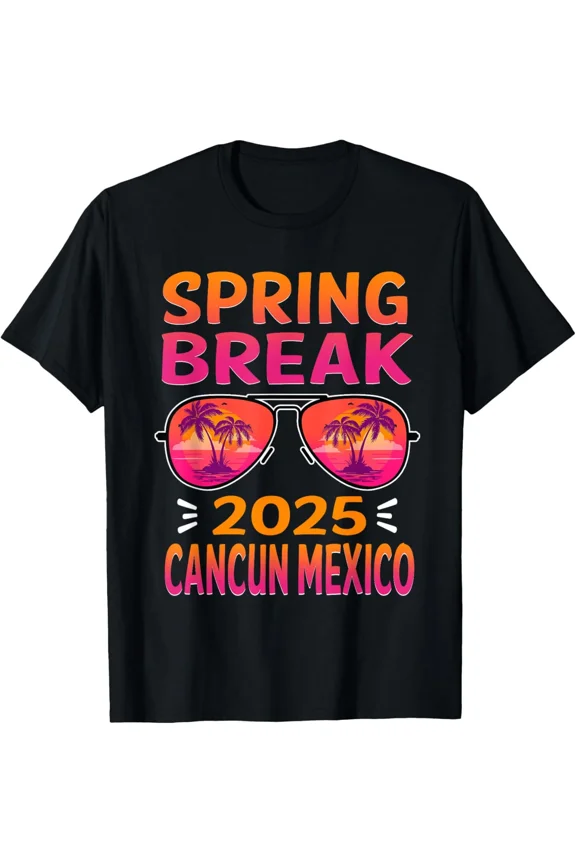 Spring Break Cancun Mexico 2025 Sunglasses Retro Unisex T-Shirt, for men & women, up to size 5XL