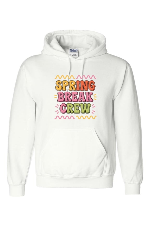 Spring Break Crew Retro Groovy 2025 Vacation Trip Party Graphic Hoodie, up to size 5XL