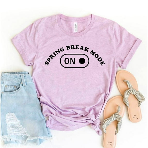 Spring Break Mode T-shirt Lovers Shirt Travel Gift Season Vacation Tee Vacay Vibe Top Teacher Life Shirts Forever Teen Party Funny Super Soft Tees Great Christmas