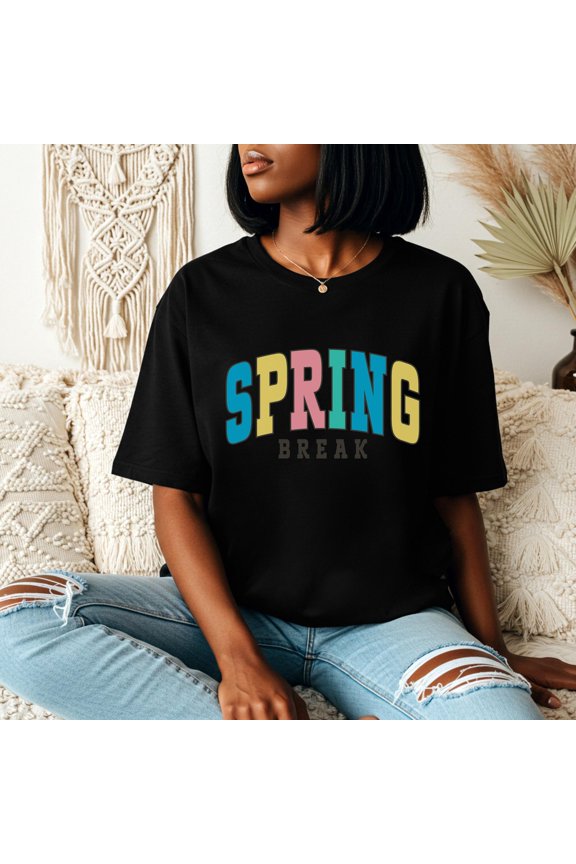 Spring Break Shirt Retro Colorful Vacation Shirt Fun Beach Party Unisex Shirt for College