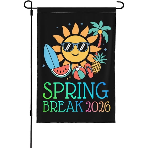 Spring Break Squad 2026 Summer Garden Flag 12x18 Inch Double Sided Decoration For Outside Yard Flags 12x18