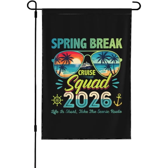 Spring Break Squad 2026 Summer Garden Flag 12x18 Inch Double Sided Decoration For Outside Yard Flags 12x18