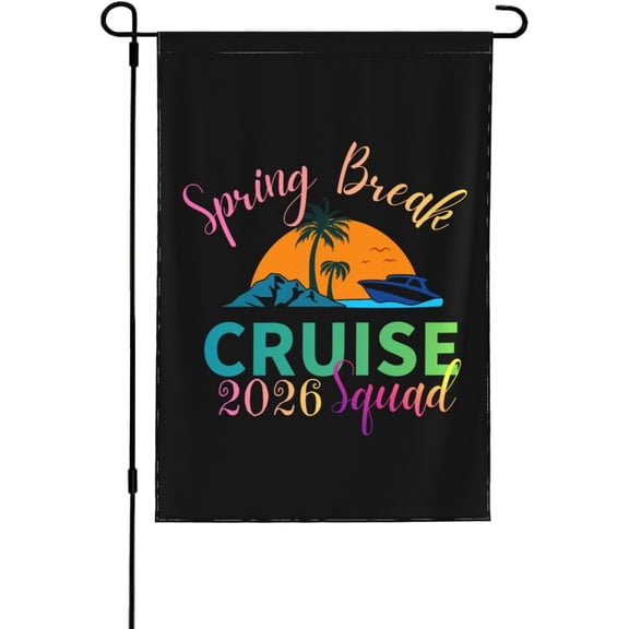 Spring Break Squad 2026 Summer Garden Flag 12x18 Inch Double Sided Decoration For Outside Yard Flags 12x18