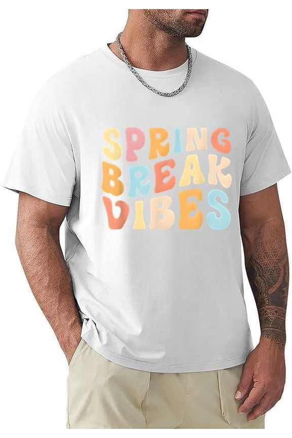 Spring Break Vibes Celebrate Fun Vacation Beach Party Retro Style Unisex T-Shirt, for men & women, up to size 5XL.