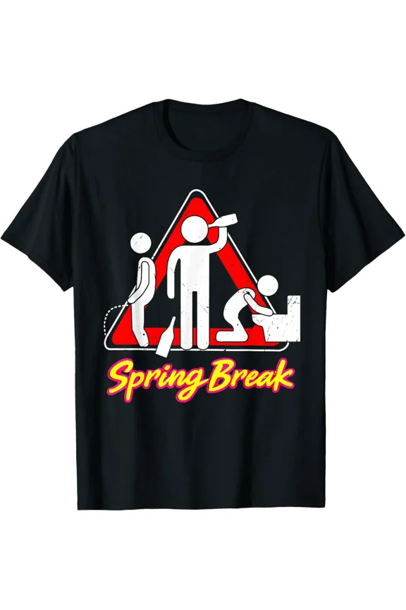 Spring Break Warning Sign Party Vacation Beach Crew T-Shirt