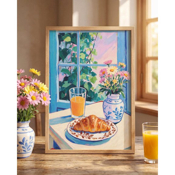 Spring Breakfast Style Painting Floral Kitchen Accent Portrait Decor Unframed Paper Print