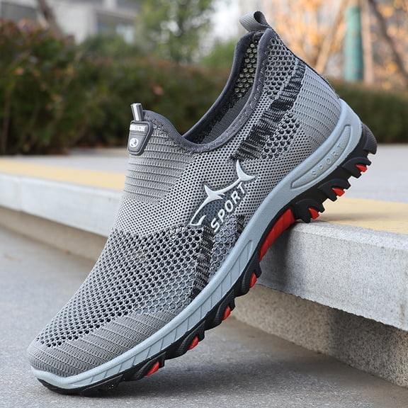Spring Breathable Knitted Mesh Sneakers | Men'S Lightweight Casual Sports Shoes, Comfortable Running Shoes, Suitable for Multiple Occasions, Lace-up Closure, Low-Top Design, All-Season