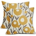 thumbnail image 1 of Spring Brown Yellow Floral Pillow Covers 16x16 Set of 2 Rustic Art Flower Decorative Throw Pillow Cases Outdoor Farmhouse Decor for Sofa Couch Bed, 1 of 6