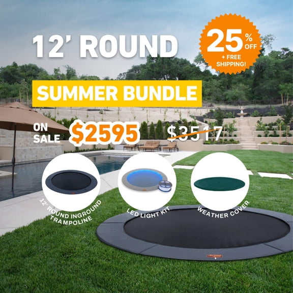 Summer Bundle! 12' Round Pro-Line In-ground Trampoline + LED Lights + Cover