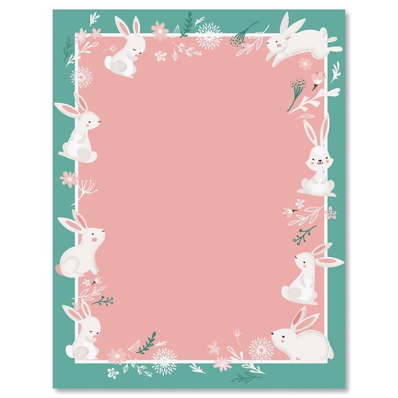 Spring Bunnies Easter Letter Papers - Set of 25 Spring Stationery Papers, 8.5" x 11", by Current