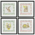 thumbnail image 1 of Spring Bunnies on Argyle 4 Piece Black Framed Print Under Glass Set, design by Lee Ann Sanders, 1 of 9