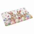 thumbnail image 1 of Spring Bunny Easter Doormat Outdoor Entrance 24"x36", Floral Botanical Colorful Eggs Absorb Moisture Dirt Door Mats, Non-Slip Rubber Backing Floor Mats Indoor, Low-Profile Front Door Rugs, 1 of 9