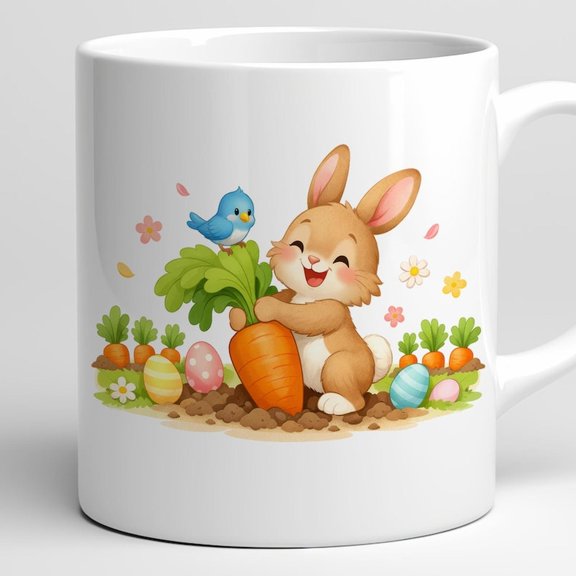 Spring Bunny Mug Wrap Adorable Easter Garden Scene ( )
