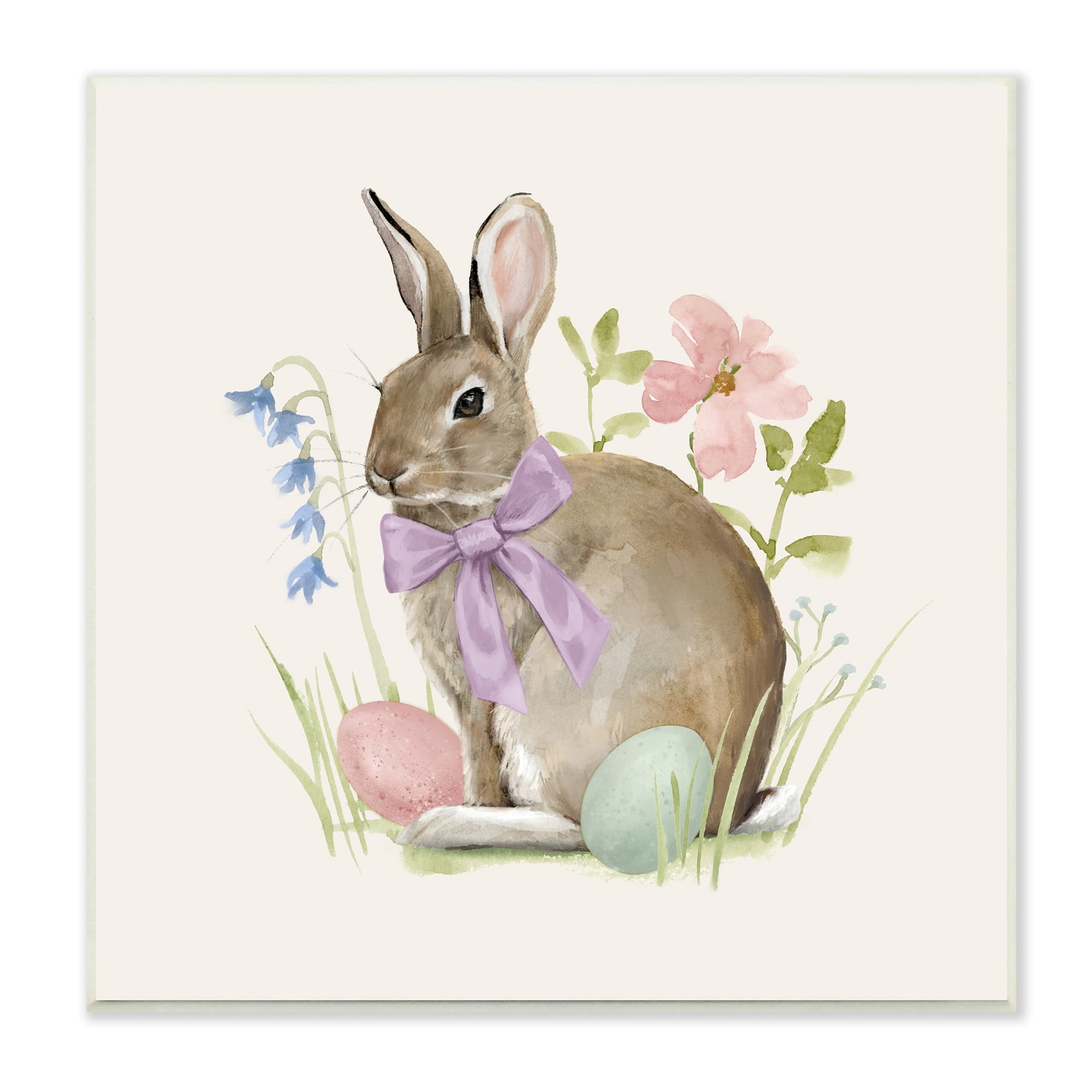 Spring Bunny Rabbit Easter Eggs Blossoming Flowers Animals & Insects Painting Unframed Art Print Wall Art