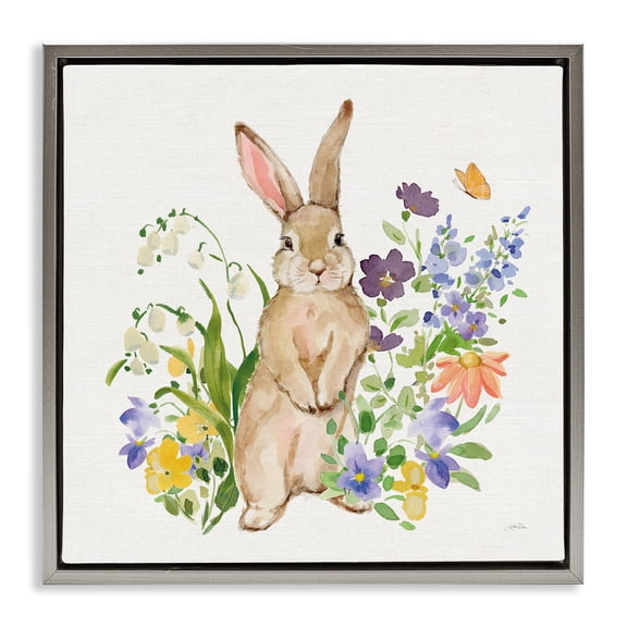 Stupell Industries Spring Bunny Standing Gray Framed Floater Canvas Wall Art, design by Katrina Pete, 25 x 25