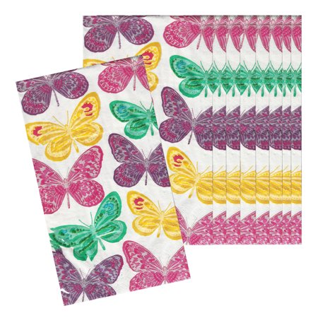 SeasonsEasy Spring Butterflies Guest Bath Disposable Paper Towels Multi-Color Napkins, 32 Count