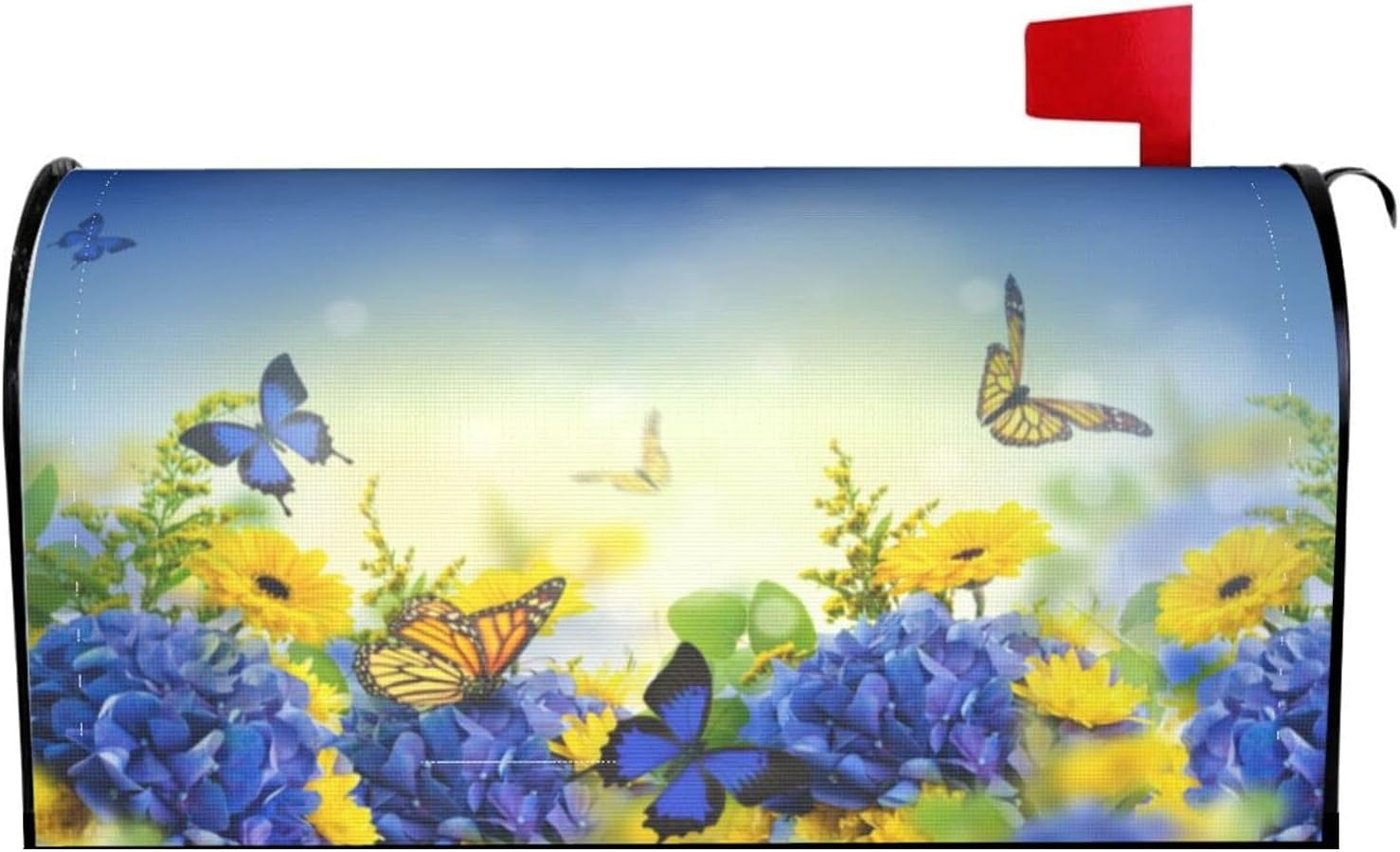 Butterflies & Hydrangeas Magnetic Mailbox Cover – Waterproof, Decorative Mailbox Wrap For Outdoor Décor (Fits Standard & Large Mailboxes)