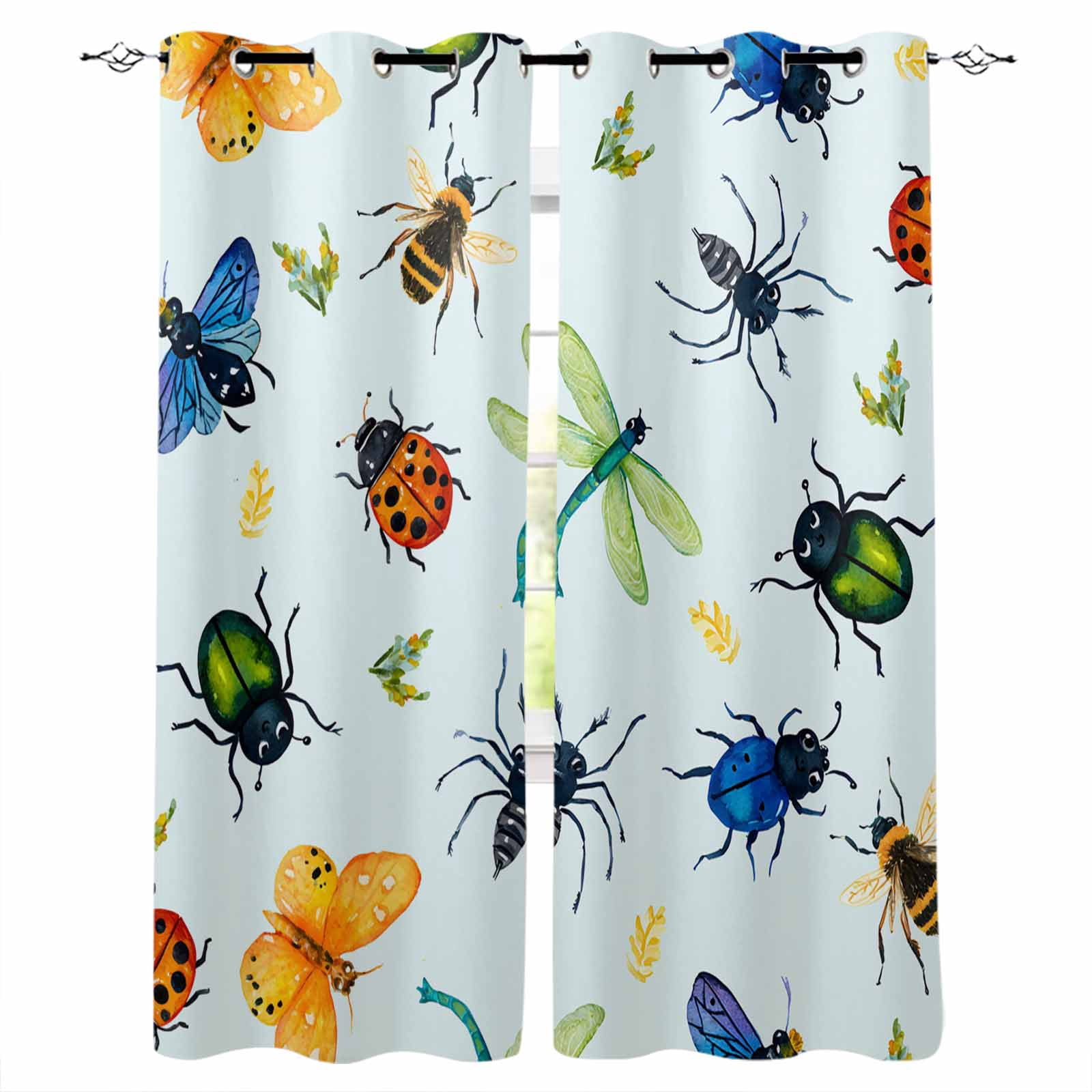 Spring Butterfly Dragonfly Blackout Curtains for Bedroom - 84 Inch Long ...