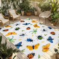 thumbnail image 1 of Spring Butterfly Dragonfly Outdoor Rug for Patio/Deck/Porch, Non-Slip Large Area Rug 3 x 5 Ft, Farmhouse Botanical Floral Indoor Outdoor Rugs Washable Area Rugs, Reversible Camping Rug Carpet Runner, 1 of 8