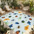 thumbnail image 1 of Spring Butterfly Dragonfly Outdoor Rug for Patio/Deck/Porch, Non-Slip Large Area Rug 3 x 5 Ft, Rustic Botanical Floral Teal Green Indoor Outdoor Rugs Washable Area Rugs, Camping Rug Carpet Runner, 1 of 8