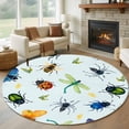 thumbnail image 1 of Spring Butterfly Dragonfly Round Rug 6ft Washable Circle Kitchen Rugs Non Slip Rustic Botanical Floral Teal Green Large Area Rug Indoor Floor Carpet for Bedroom Living Room Home Office Dining Room, 1 of 8