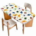 thumbnail image 1 of Spring Butterfly Dragonfly Table Cloths for 3 Foot Rectangle Tables, Botanical Floral Colorful Patio Waterproof Elastic Fitted Tablecloths, Washable Rectangular Table Cover for Camping, 1 of 8