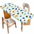 thumbnail image 1 of Spring Butterfly Dragonfly Table Cloths for 8 Foot Rectangle Tables, Rustic Botanical Floral Teal Green Patio Waterproof Elastic Fitted Tablecloths, Washable Rectangular Table Cover for Camping, 1 of 8