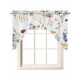 thumbnail image 1 of Spring Butterfly Floral Swag Valances for Windows, Small Curtains Drapes, Pastoral Botanical Watercolor Kitchen Window Curtains Over Sink Window Treatment Valance for Bedroom/Bathroom 56"x36", 1 of 5