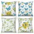 thumbnail image 1 of Spring Butterfly Floral Throw Pillow Cover 18 x 18 Set of 4, Flower Outdoor Pillow Case Farmhouse Couch Cushion Home Decor, 1 of 5