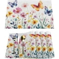 thumbnail image 1 of Spring Butterfly Flower Pattern Placemats Set of 6 Washable Kitchen Dining Table Mats 12 x 18 Inch Modern Cloth Place Mats Non-Slip Heat Resistant Placemats for Home Farmhouse Kitchen Dinner Party, 1 of 6