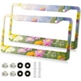 thumbnail image 1 of Spring Butterfly License Plate Frames - Universal Aluminum License Plate Covers with Screws, 2 Pack Holder Car Accessories for Front and Rear Plates Home Decor, 1 of 6