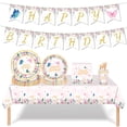 thumbnail image 1 of Spring Butterfly Theme Disposable Tableware Set for Girls Women Butterfly Birthday Party Decor Supplies with Butterfly Printing Paper Plate, Cups, Birthday Banner, 1 of 7