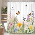 thumbnail image 1 of Spring Butterfly Wildflower Shower Curtain,72x72 Inch,Waterproof Polyester Bathroom Curtain With Hooks, 1 of 5
