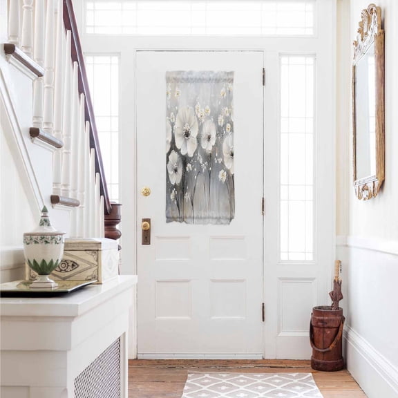 Spring Camellia Door Curtains for Door Window, French Sidelight Front Back Door Curtains With Tieback, Retro Floral Oil Painting Modern Art Kitchen Rod Pocket Drapes Panel, 25"x40"