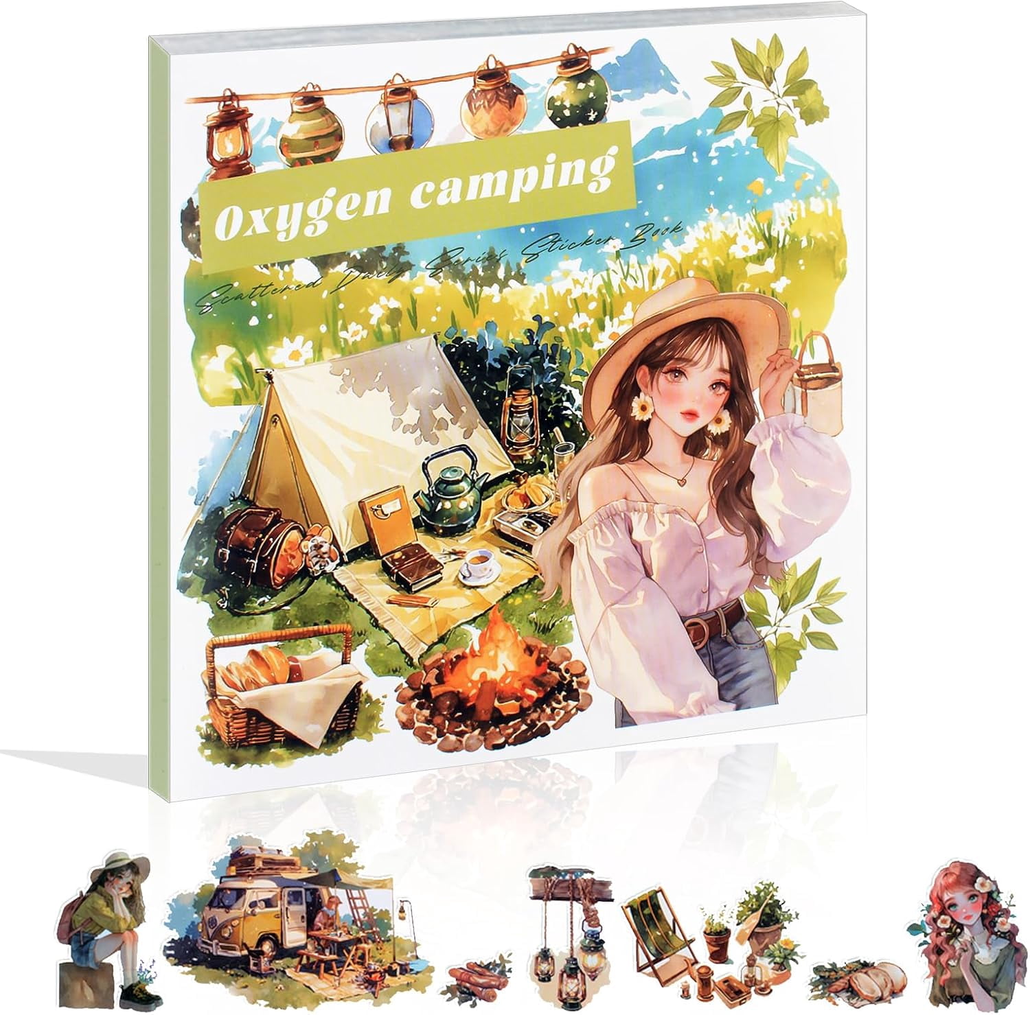 Spring Camping Landscape Journal Sticker Book for Journaling, 50 Sheets ...