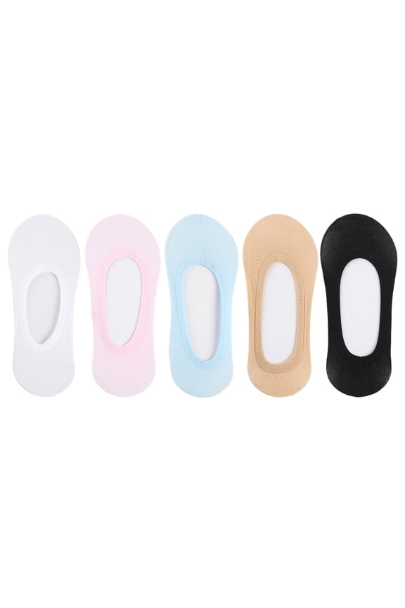 Spring Candy Color Not Show Socks 5 Pairs Silk Nylon Fabric Antislip Silicone Grip Invisible Design Women Casual Hosiery