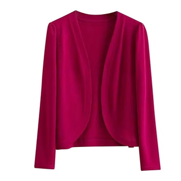 Spring Cardigan Ladies Cropped Cardigan V Neck Button Down Knitted Long Sleeve Ice Silk Light Cardigans Women Red XXXL